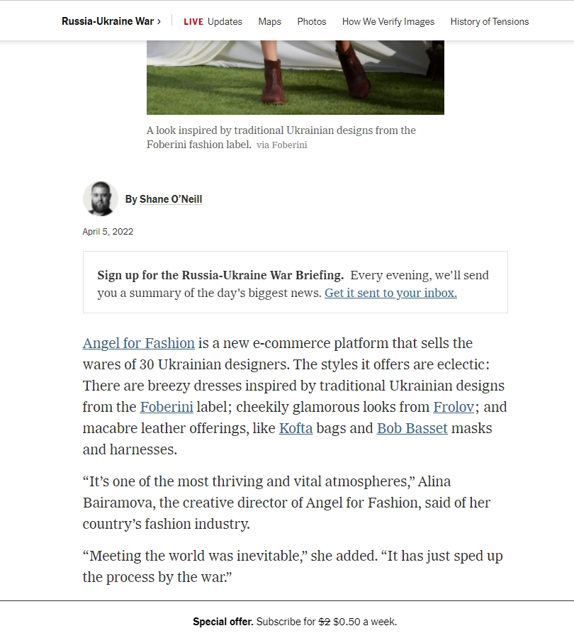 FOBERINI in New York Times April 2022